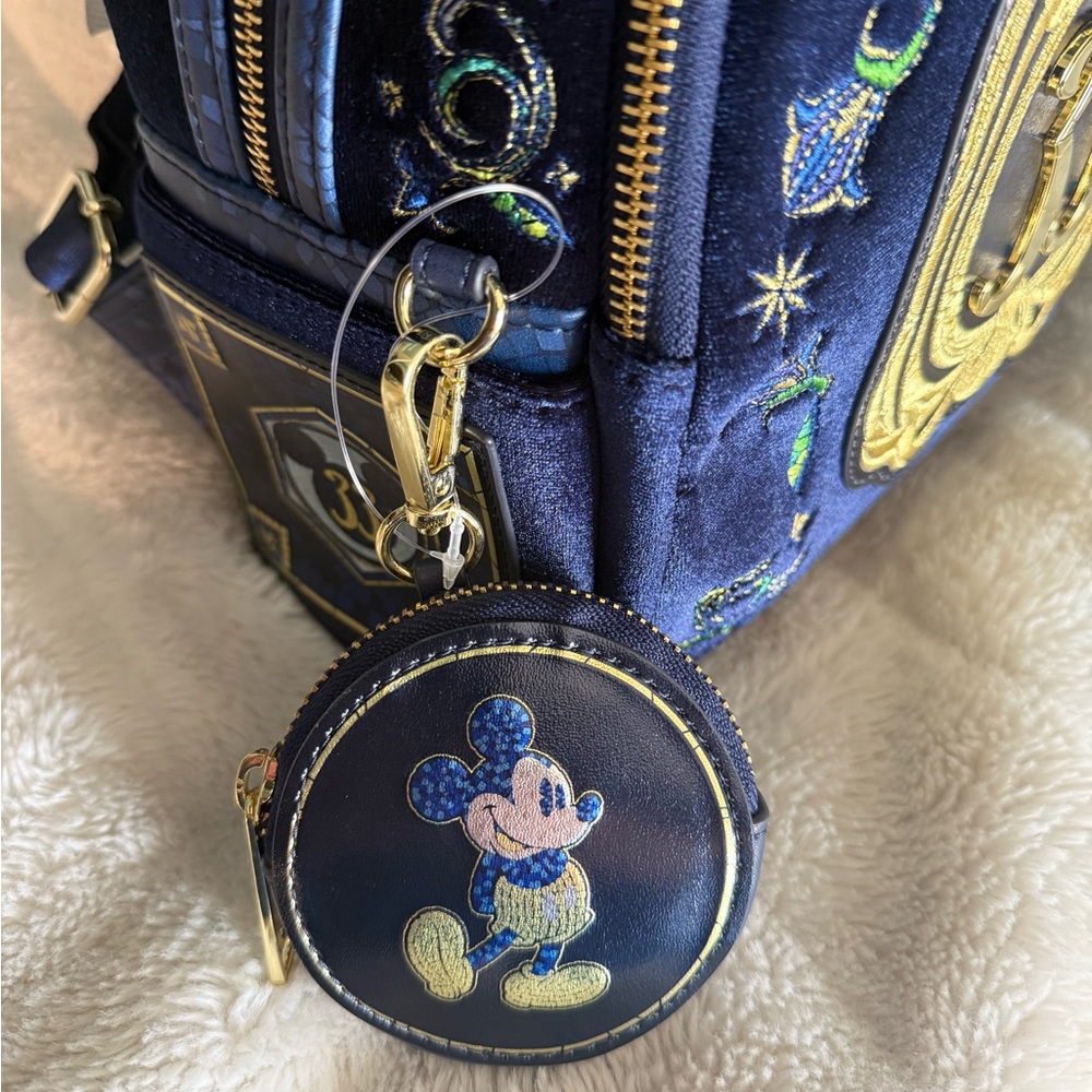 Club 33  Blue Velvet Luxury Disney Loungefly Backpack Brand New with Tags 🪄 - Picture 9 of 14